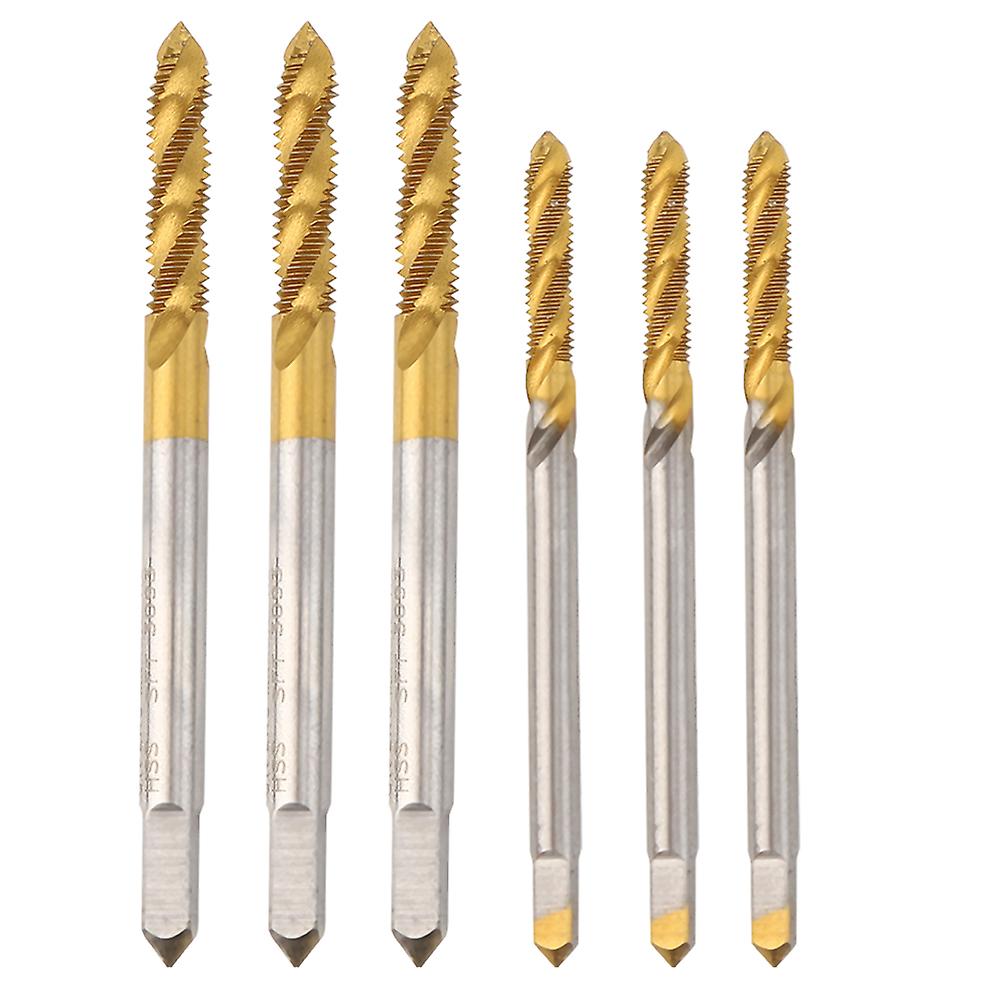 3sets Spiral Fluted Tap Hand Tool Hardware Accessory High Speed Steel M3 M4 Gold Silver