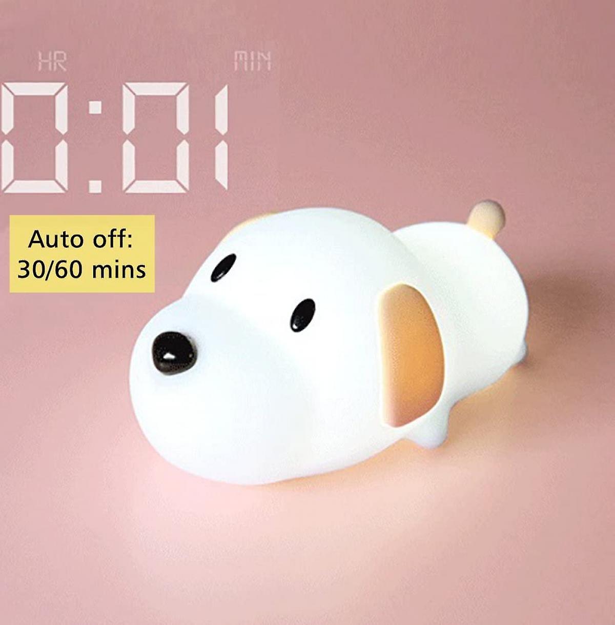 Led Doggy Night Light，soft Puppy Silicone Baby Nursery Lamp， Sensitive Tap Control Timing Sleep For Kids Toddler Women Bedroom