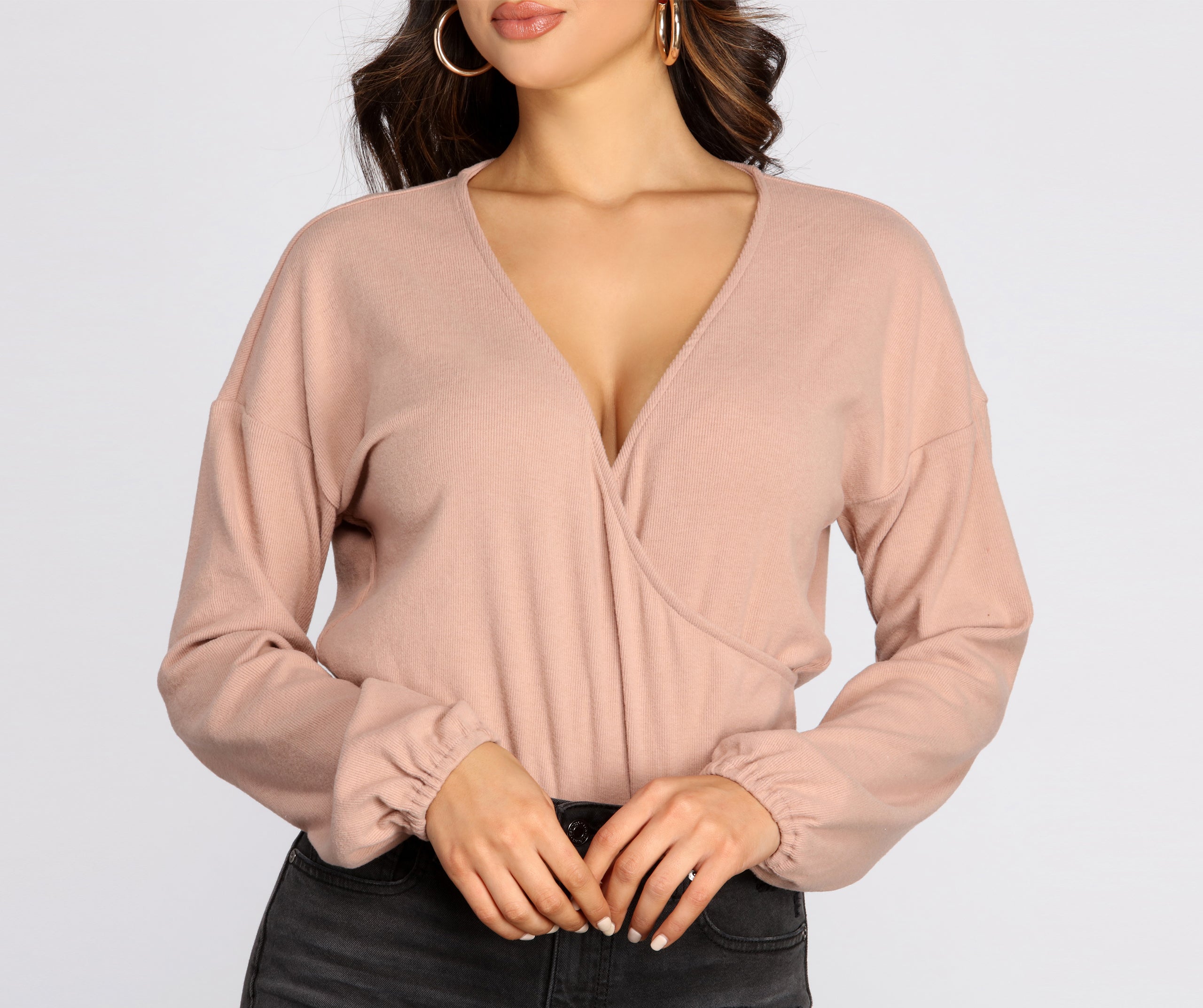 Loving Knit Wrap Front Bodysuit