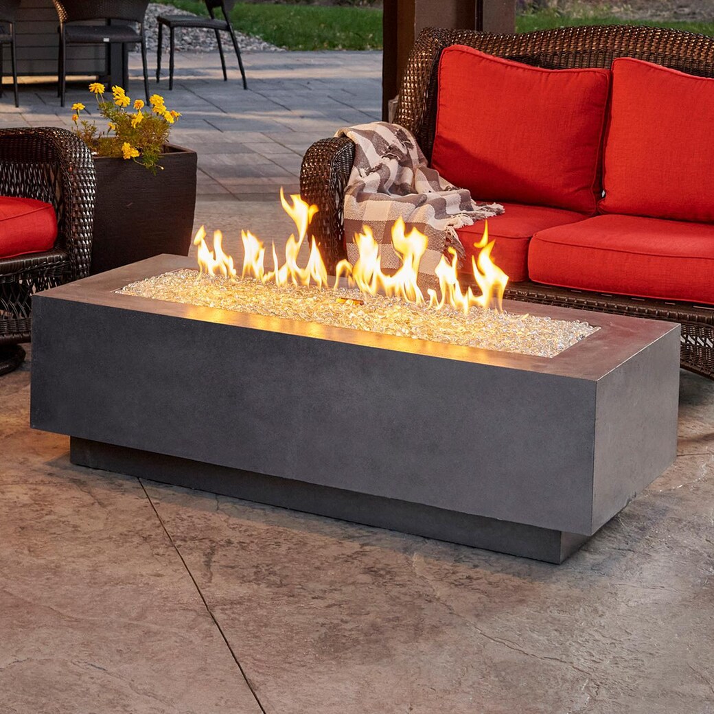 The Outdoor GreatRoom Company Cove 54-Inch Linear Natural Gas Fire Pit Table with 42-Inch Crystal Fire Burner