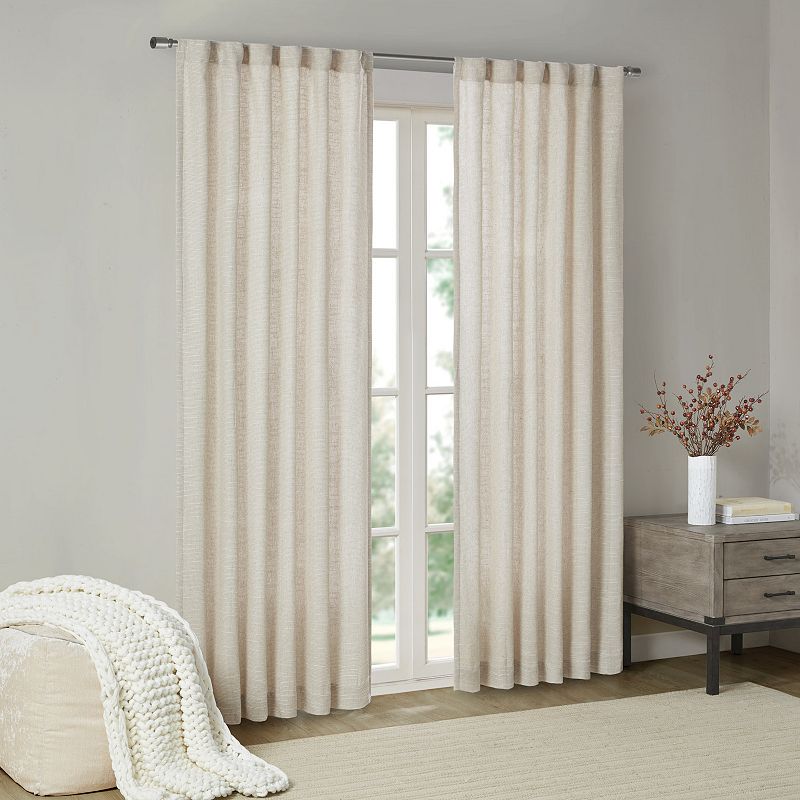 Madison Park 1-panel Barnet Thermal Insulated Faux Linen Light Filtering Rod Pocket and Back Tab Window Curtain