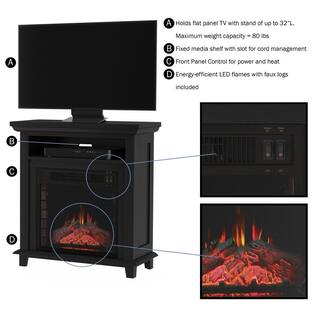 Northwest 32 in. Freestanding Electric Fireplace TV Stand in Black HW0200152