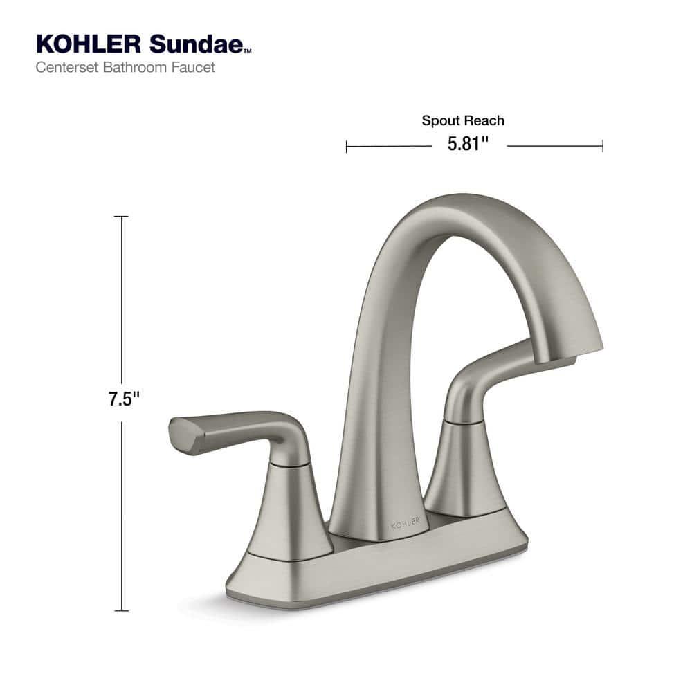 KOHLER Sundae 4 in Centerset 2Handles Bathroom Faucet in Vibrant Brushed Nickel