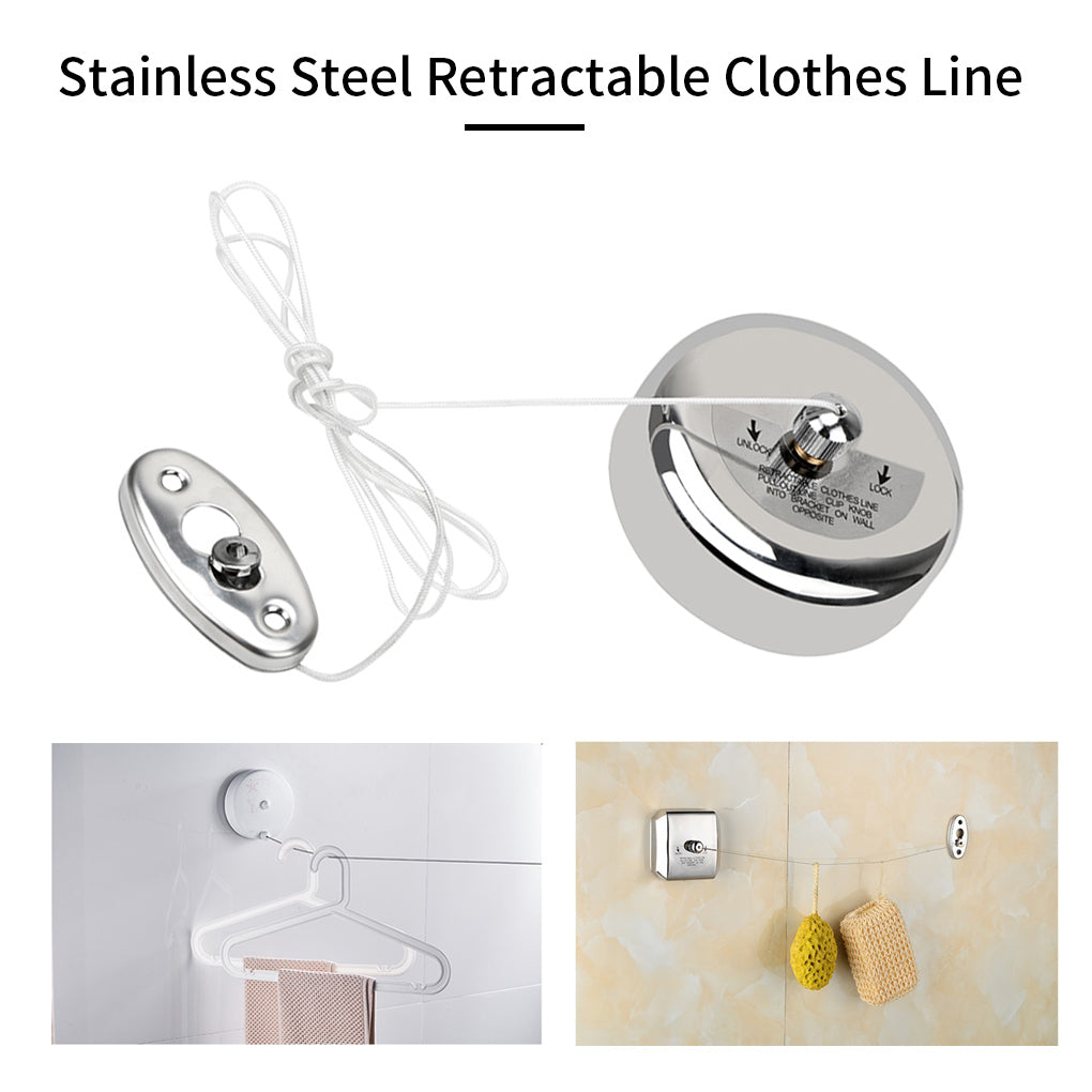 Clothes Drying Rack Rope Stainless Steel Retractable Wall Mounted Clothes-line Laundry Hanger