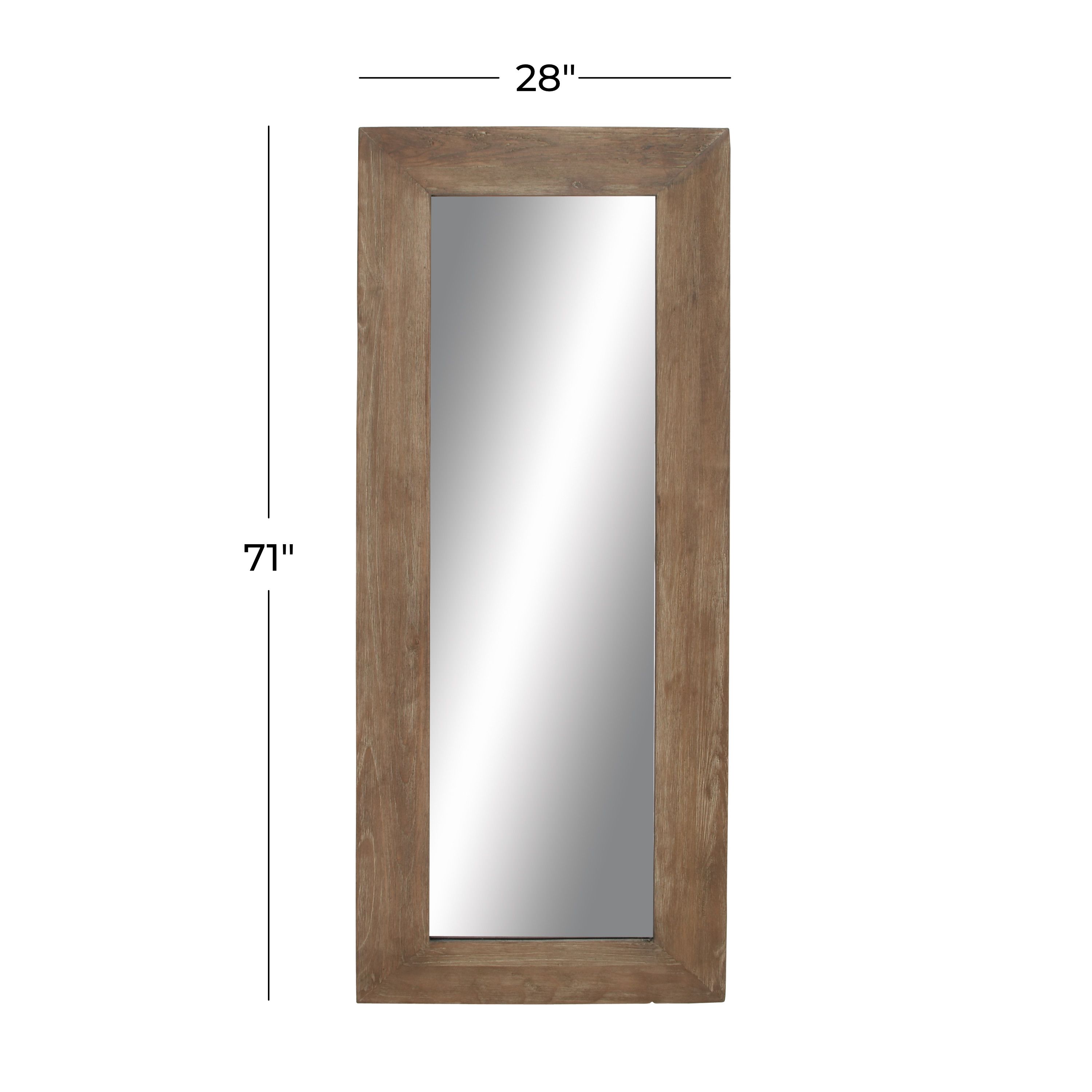 Brown Rustic Wood Wall Mirror 71 x 28