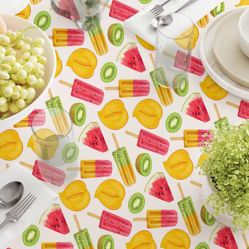 Round Tablecloth， 100% Polyester， 90 Round， Summer Fruit Pops