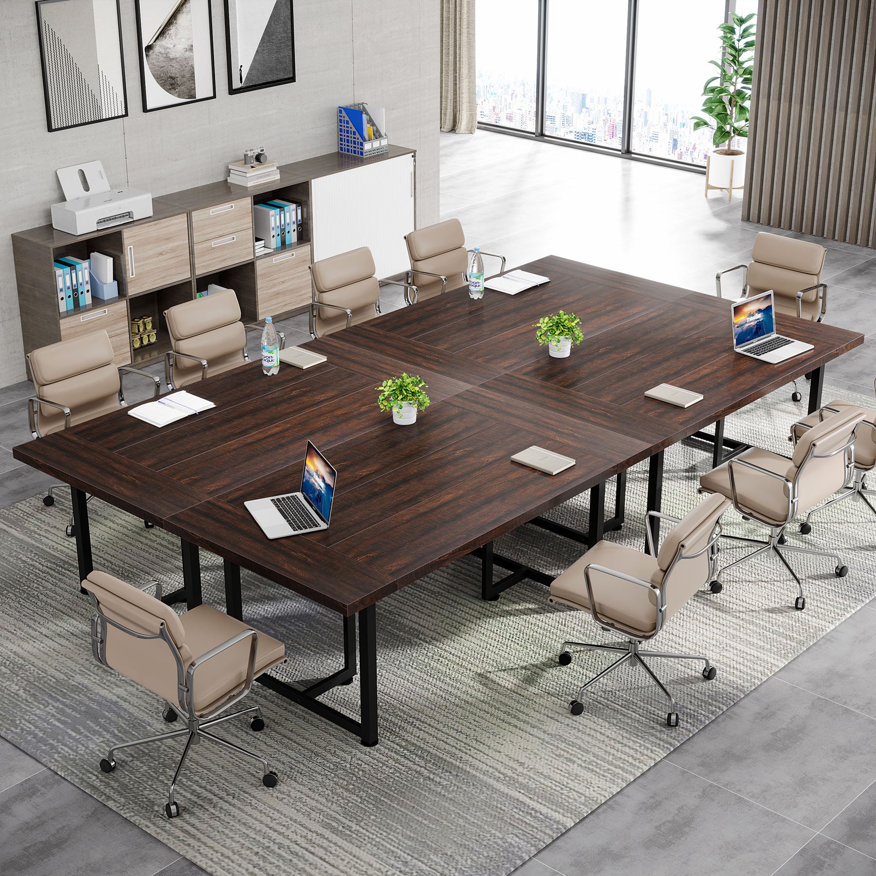 Conference Table, 6FT Rectangular Meeting Table Boardroom Desk