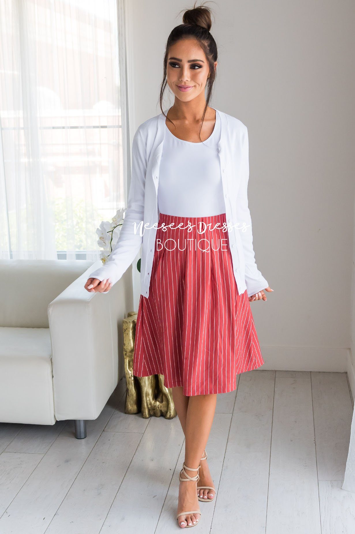 The Time Is Now Modest Striped Skirt