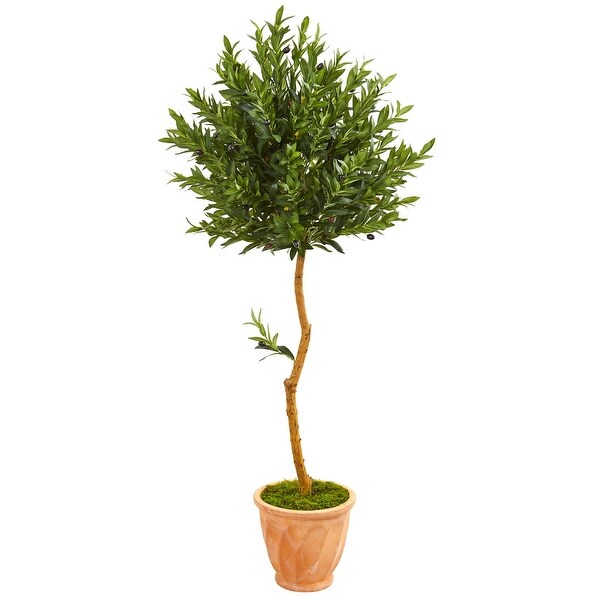 63 Olive Topiary Artificial Tree in Terra Cotta Planter UV Resistant (Indoor/Outdoor)