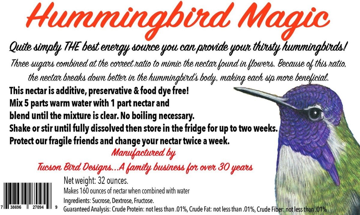 Tucson Bird Designs Hummingbird Magic Bird Food， 2-lb jar