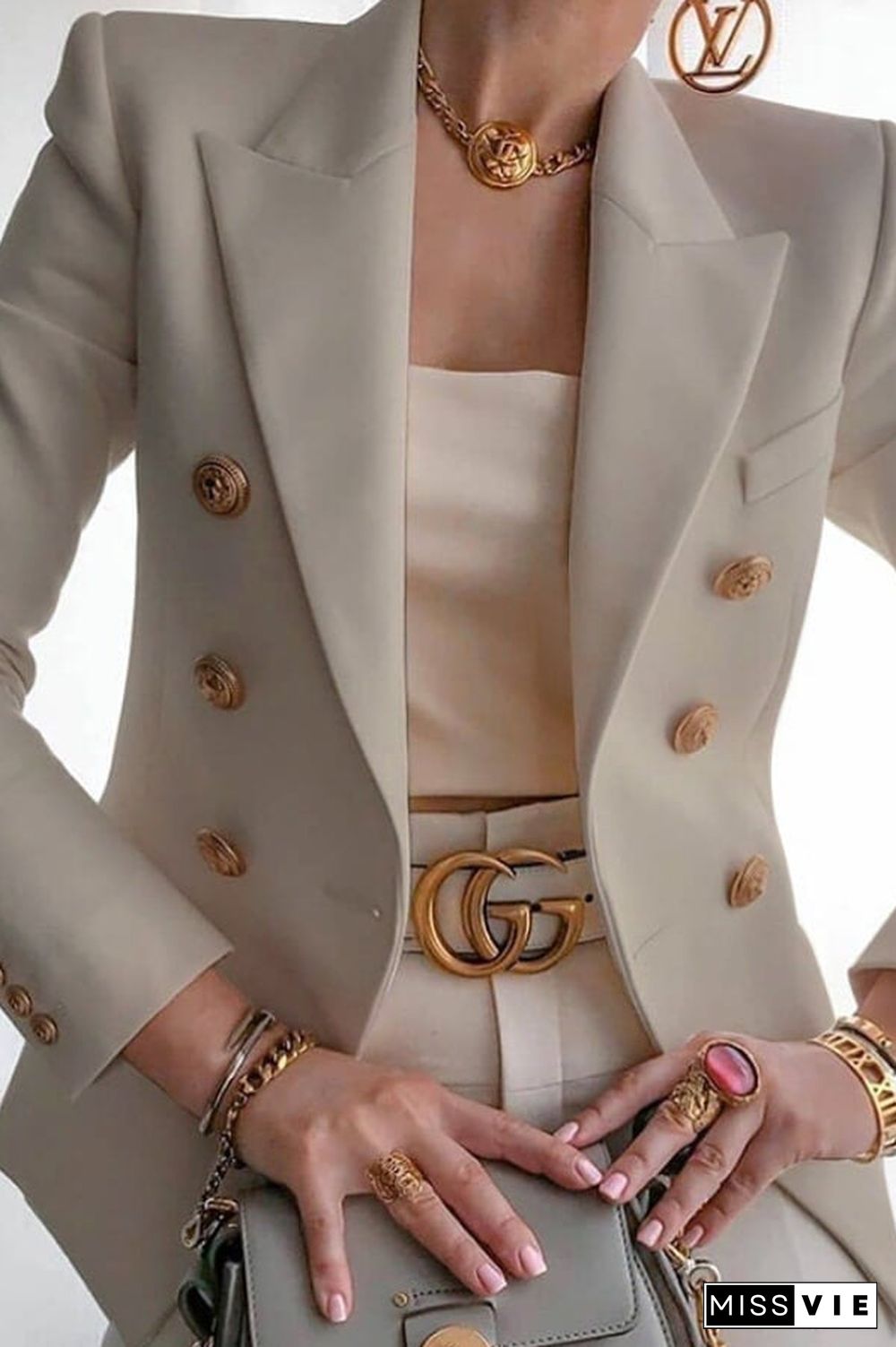 Casual fashion Solid Color Suit Jacket