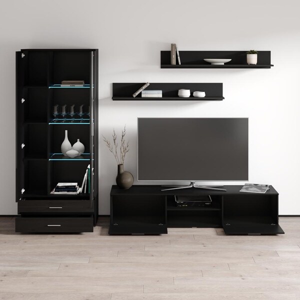 Soho 8 Modern Wall Unit Entertainment Center with LED Lights