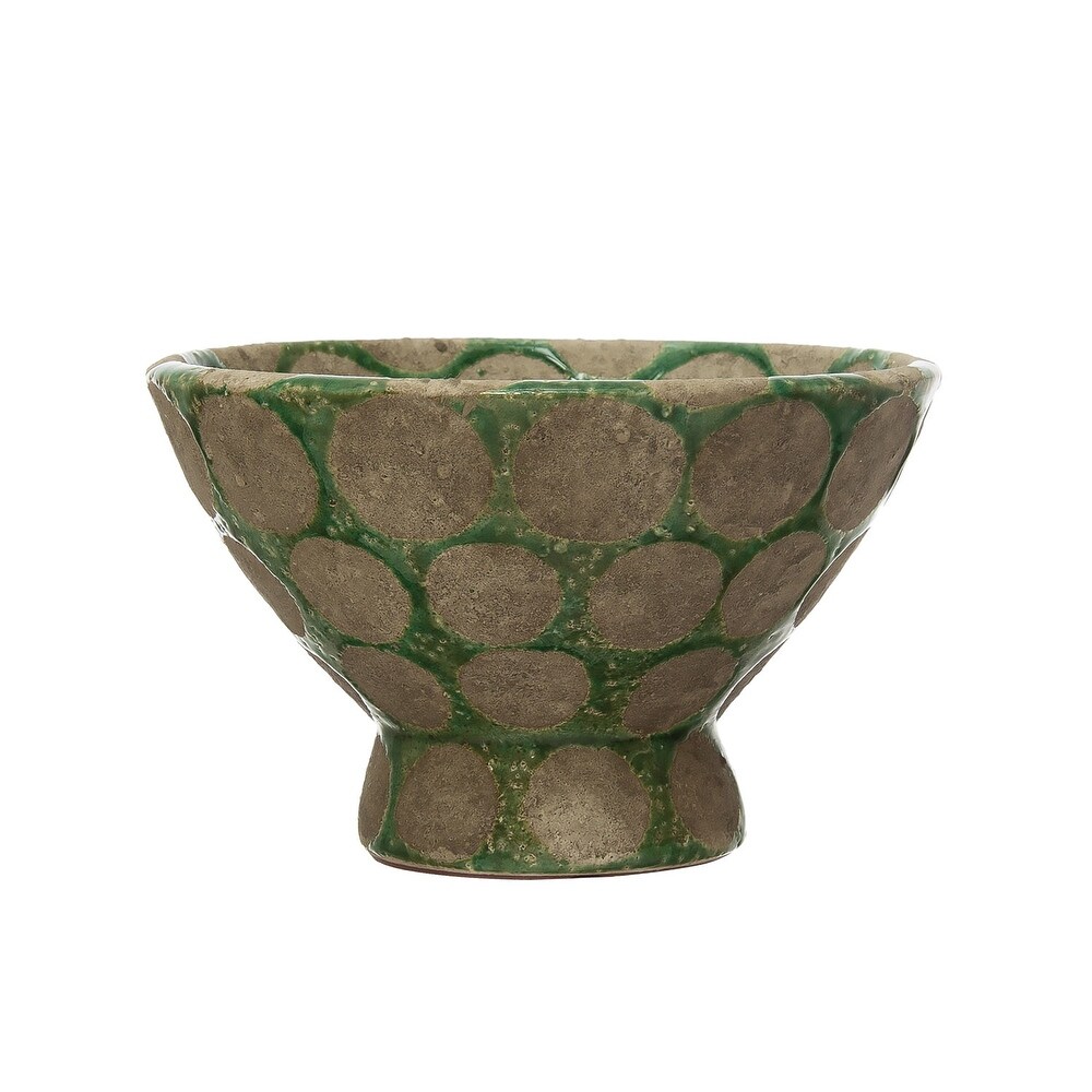 Terra cotta Footed Bowl with Wax Relief Dots