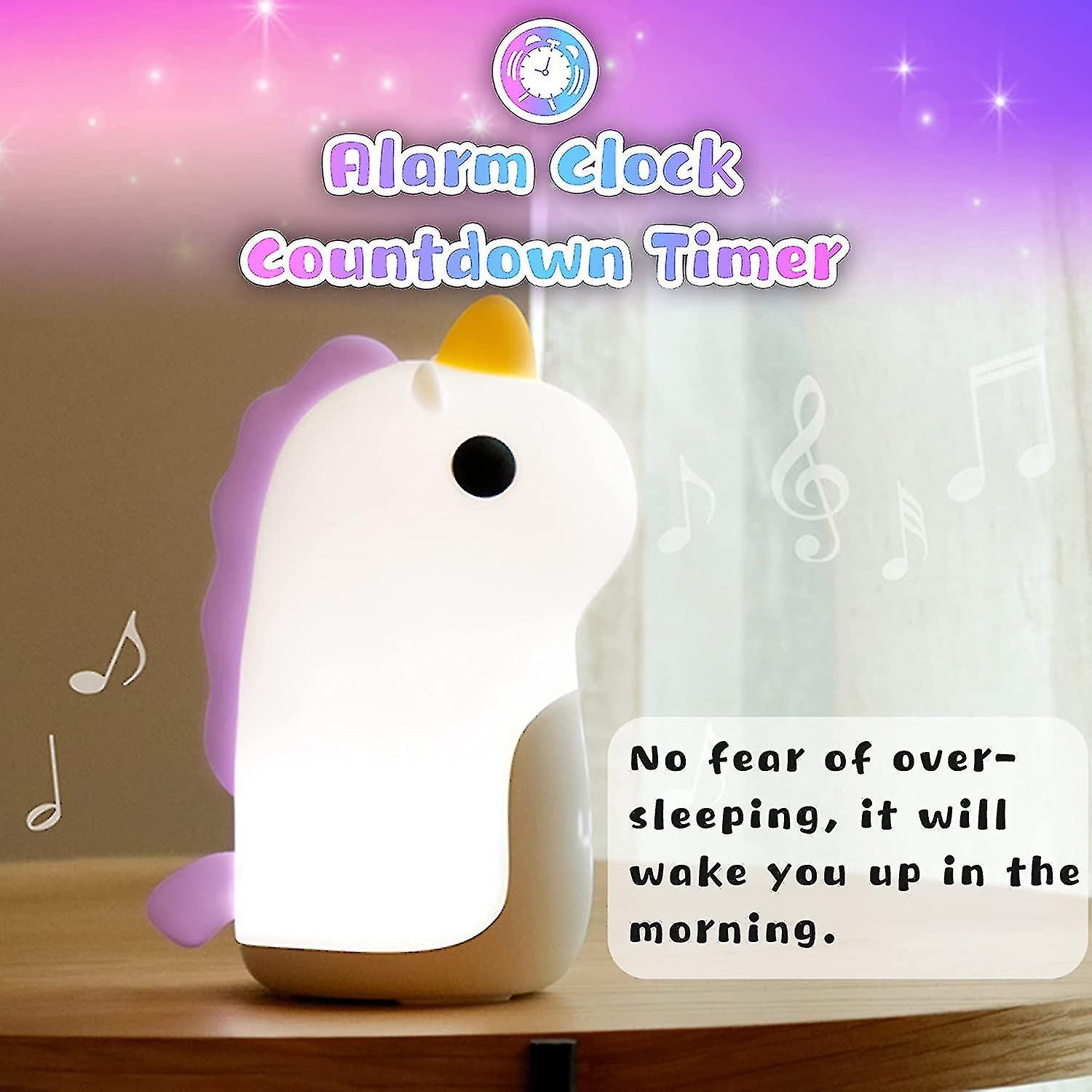 Unicorn Night Light For Kids， Cute Alarm Clock， Unicorns Gifts For Girls，children Silicone Usb Rechargeable Portable Lamp For Baby Teen Boys B