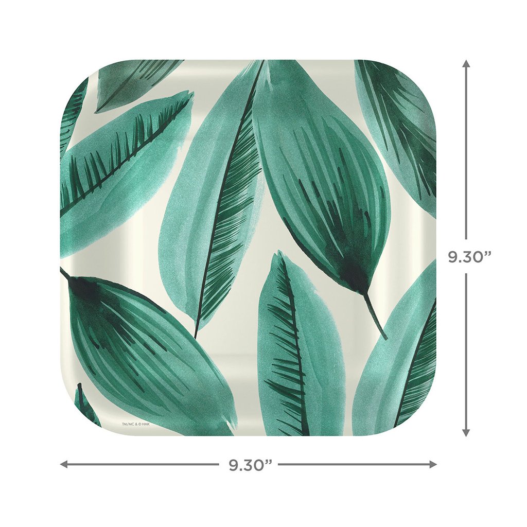 Hallmark  Palm Leaves Print Square Dinner Plates, Set of 8