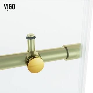 VIGO Elan Hart 56 to 60 in. W x 66 in. H Sliding Frameless Tub Door in Matte Brushed Gold with 38 in. (10mm) Clear Glass VG6022MGCL6066