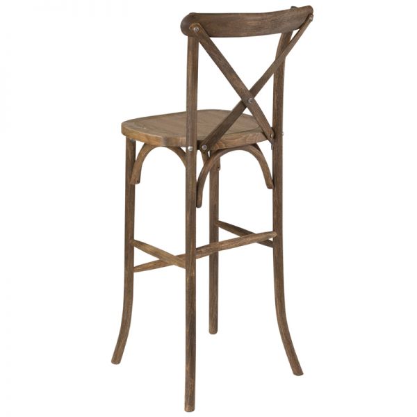 HERCULES Series Dark Antique Wood Cross Back Barstool