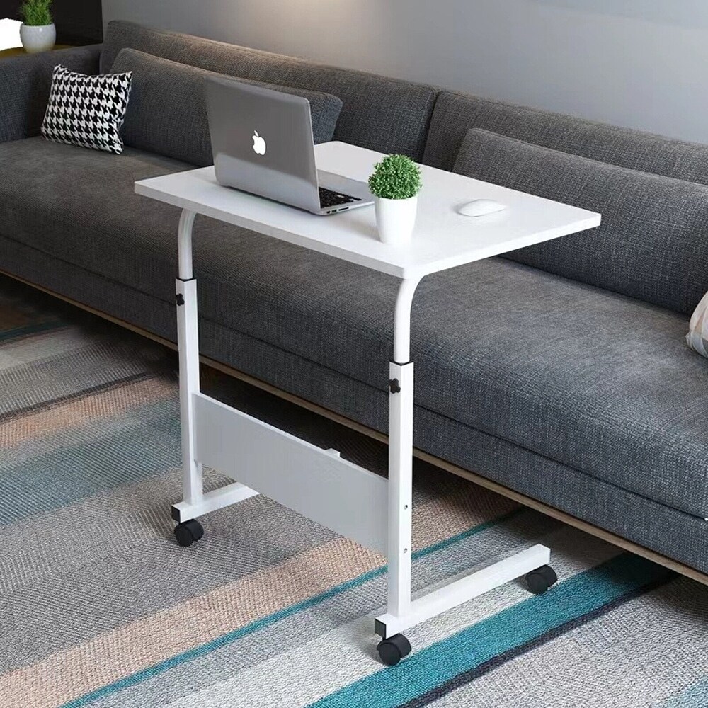 Adjustable Height C Shaped End Table Mobile Laptop Desk Rolling Stand   23.6\