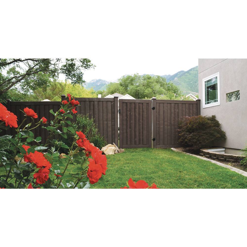 SimTek Ashland 6 ft. x 6 ft. DarkWalnut Brown Composite Privacy Fence Panel WP72X72DBR