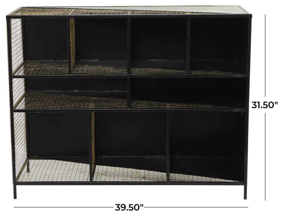 Industrial Console Table  Multiple Open Compartments With Metal Mesh Dividers   Industrial   Console Tables   by Decor Love  Houzz