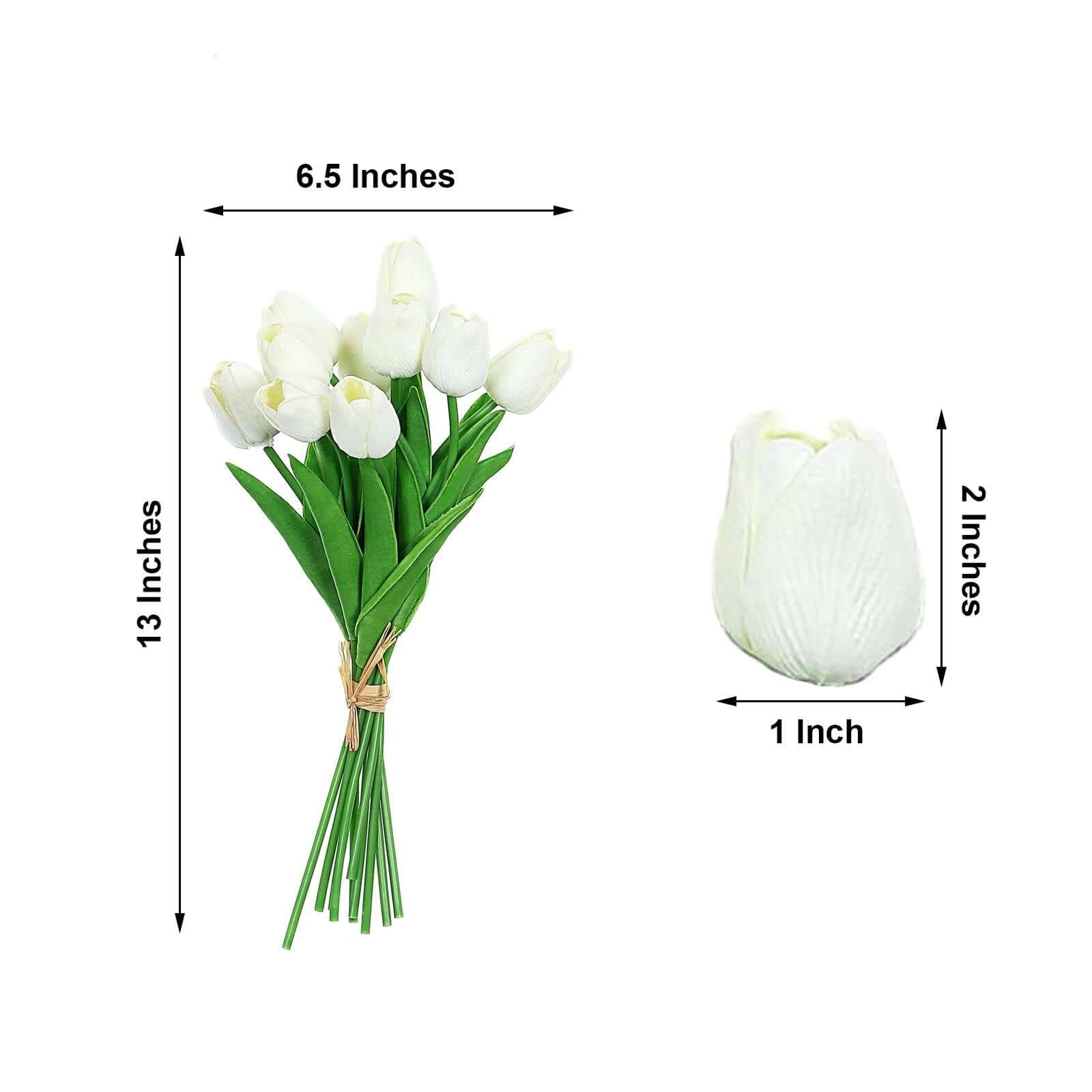 10 Stems White Real Touch Artificial Foam Tulip Flower Bouquets 13