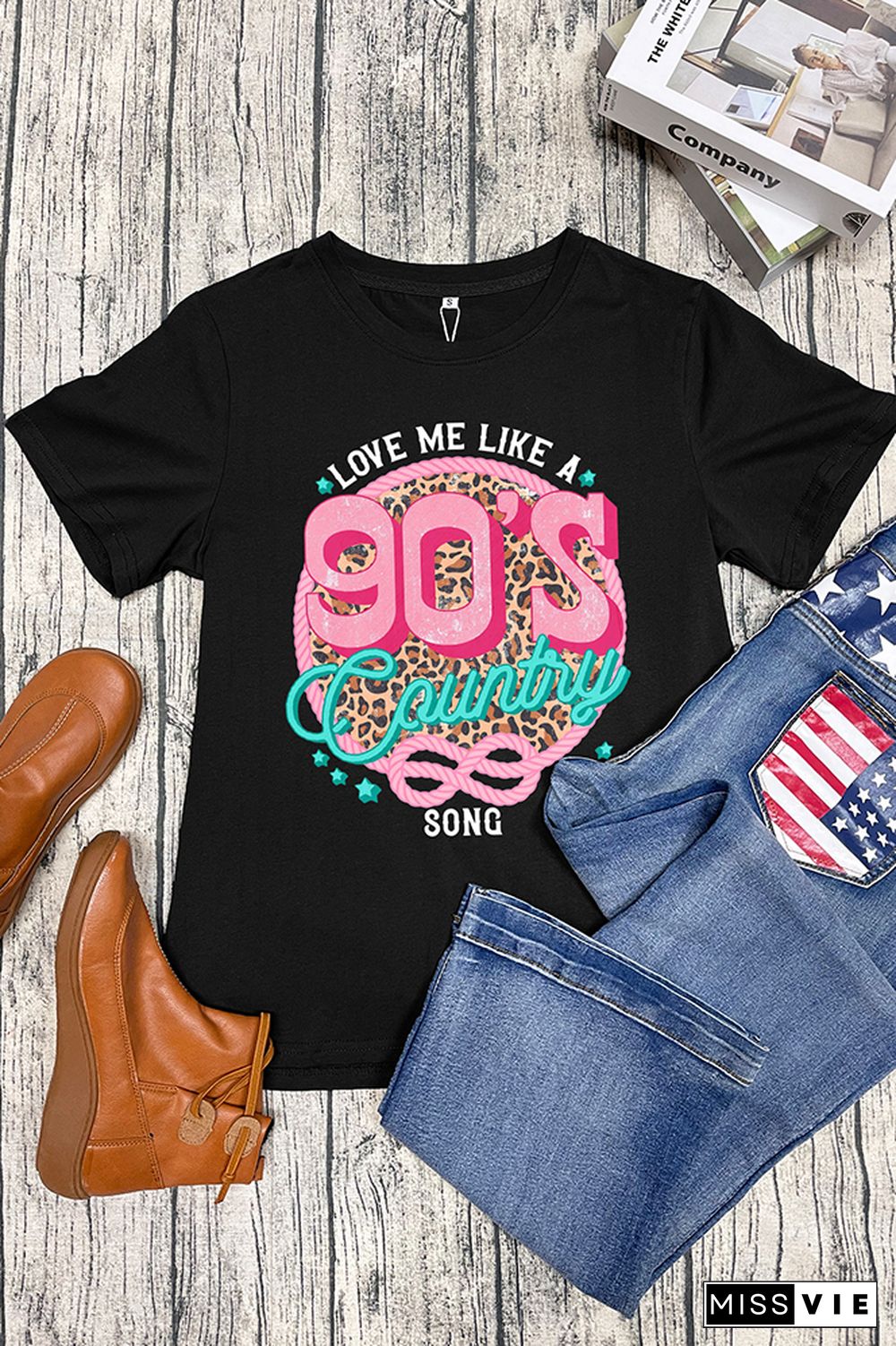 Love Me Like A 90's Country Song Short Sleeve Graphic Tee Wholesale