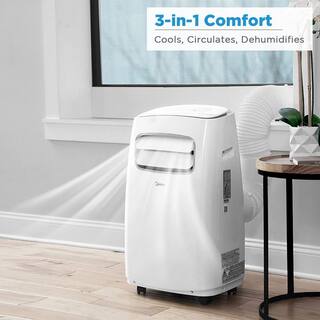 cadeninc 8000 BTU (5300 BTU SACC) 3-in-1 Portable Air Conditioner for Rooms up to 150 sq ft with Dehumidifier and Fan in White Mid-LQEX-2AAA