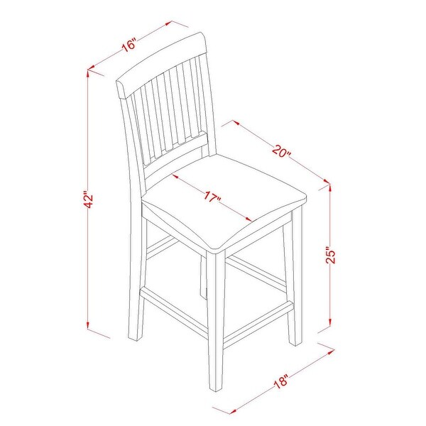 East West Furniture Modern Vernon Mahogany Counter Stools - Set of 2 (Seat's Type Options)