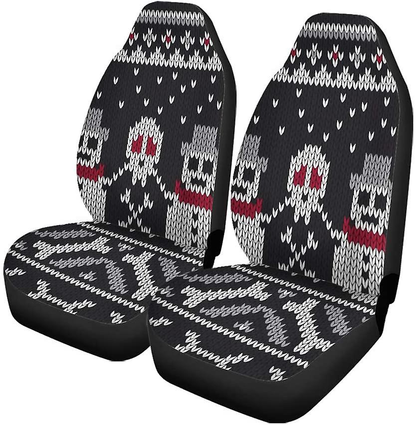 Set Of 2 Car Seat Covers Skull Snowman Universal Auto Front Seats Protector Fits For Car，suv Sedan，truck