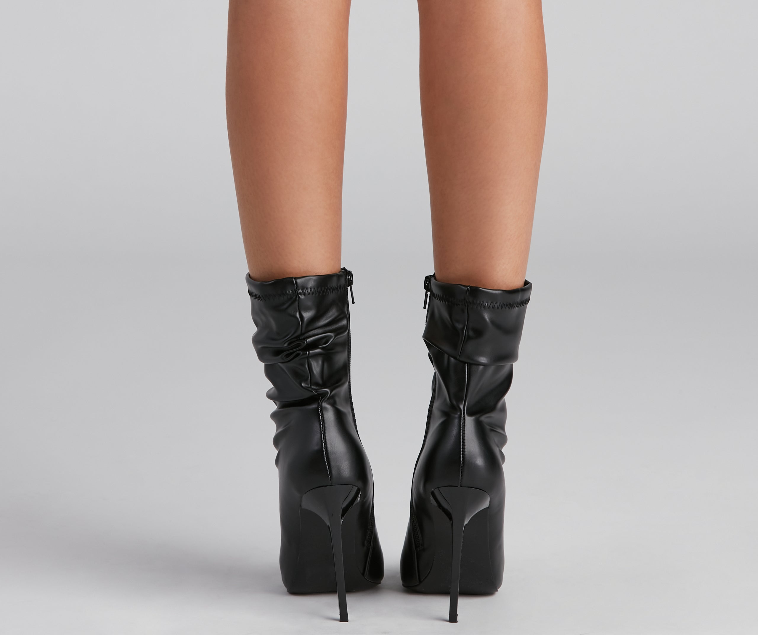 Ruched Life Faux Leather Booties