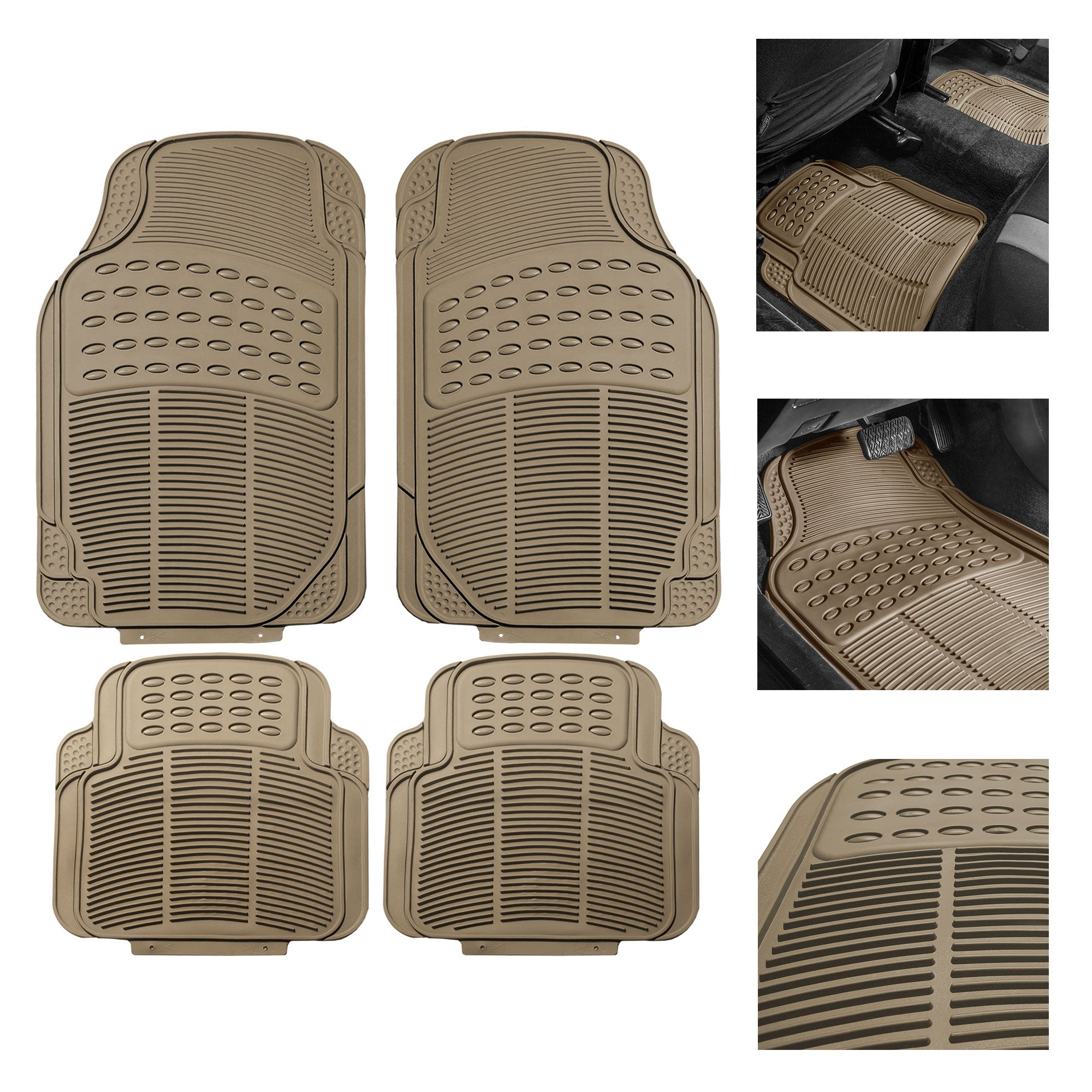 FH Group Universal Auto Seat Covers Neoprene Beige w/ Beige  Floor Mats