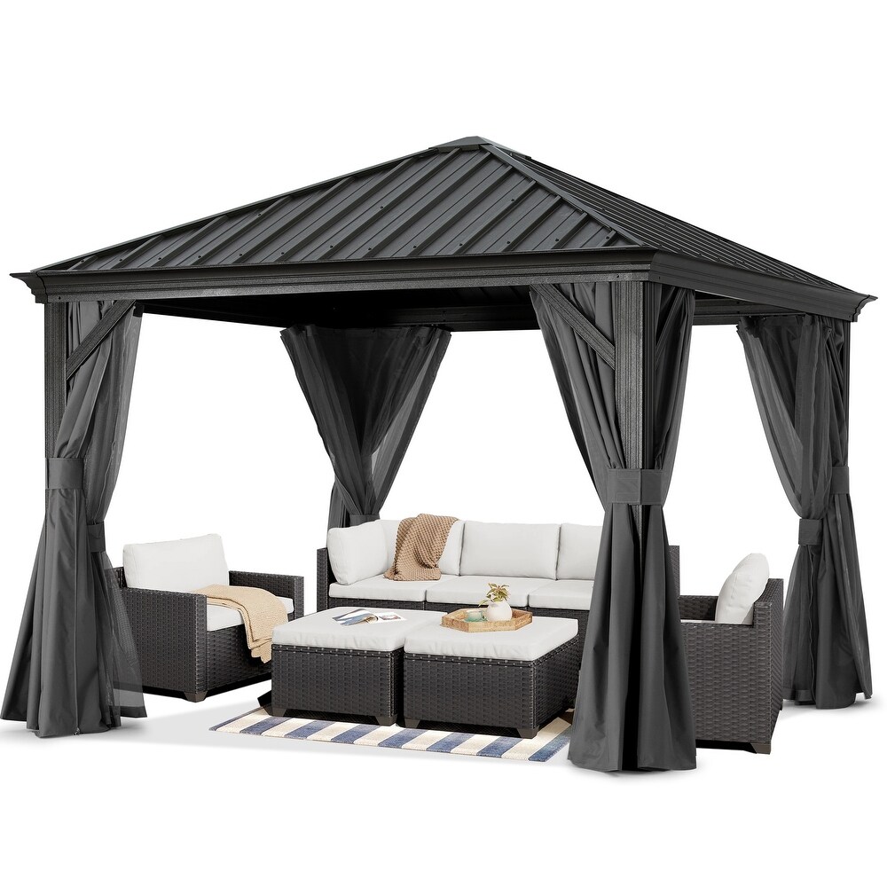 ABCCANOPY Outdoor Hardtop Gazebo with Galvanized Steel Double Roof