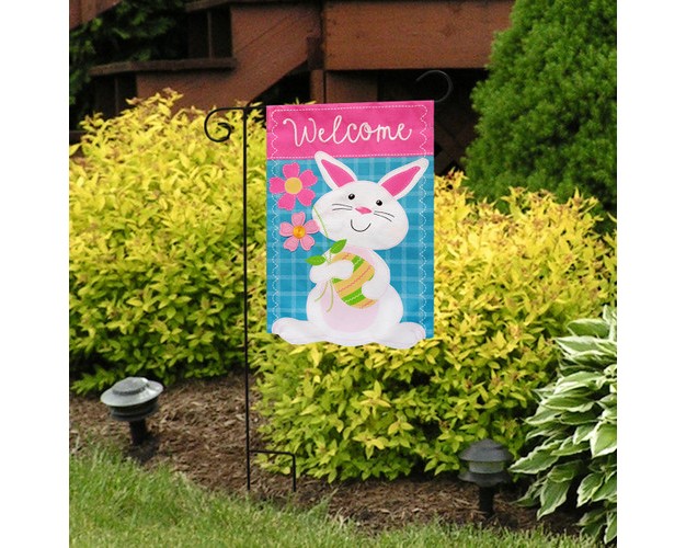 Briarwood Lane Bunny With Flowers Easter Burlap Garden Flag Welco