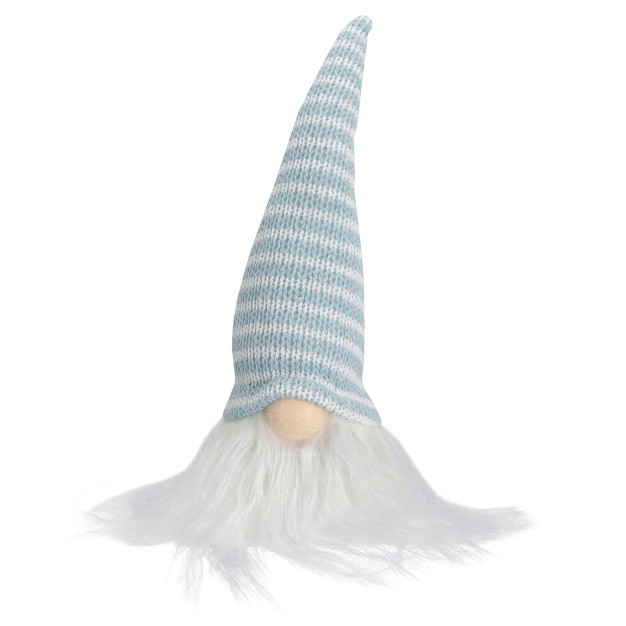 Aqua Blue And White Striped Hat Spring Gnome