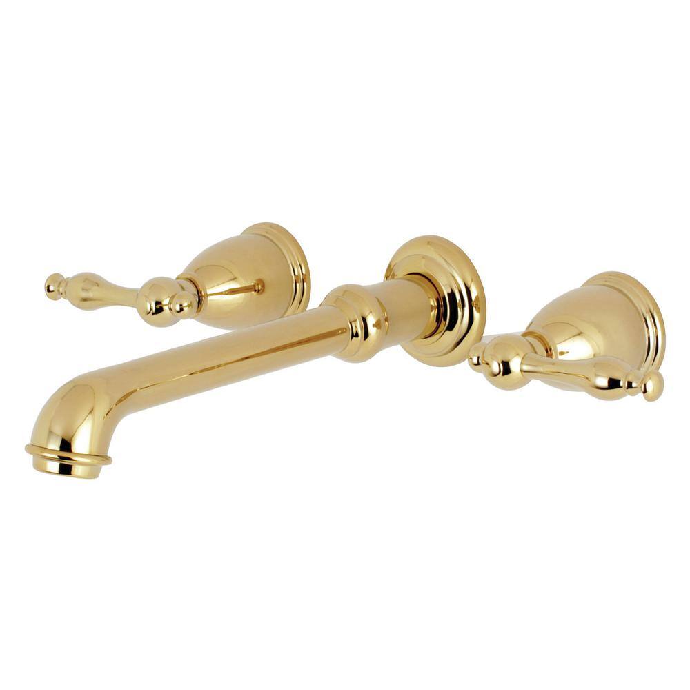 Kingston Brass Naples 2-Handle Wall Mount Roman Tub Faucet in Polished Brass (Valve Included) HKS7022NL