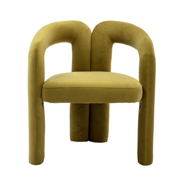 Velvet Upholstered Goat's horn Armless Accent Chair For Living Room