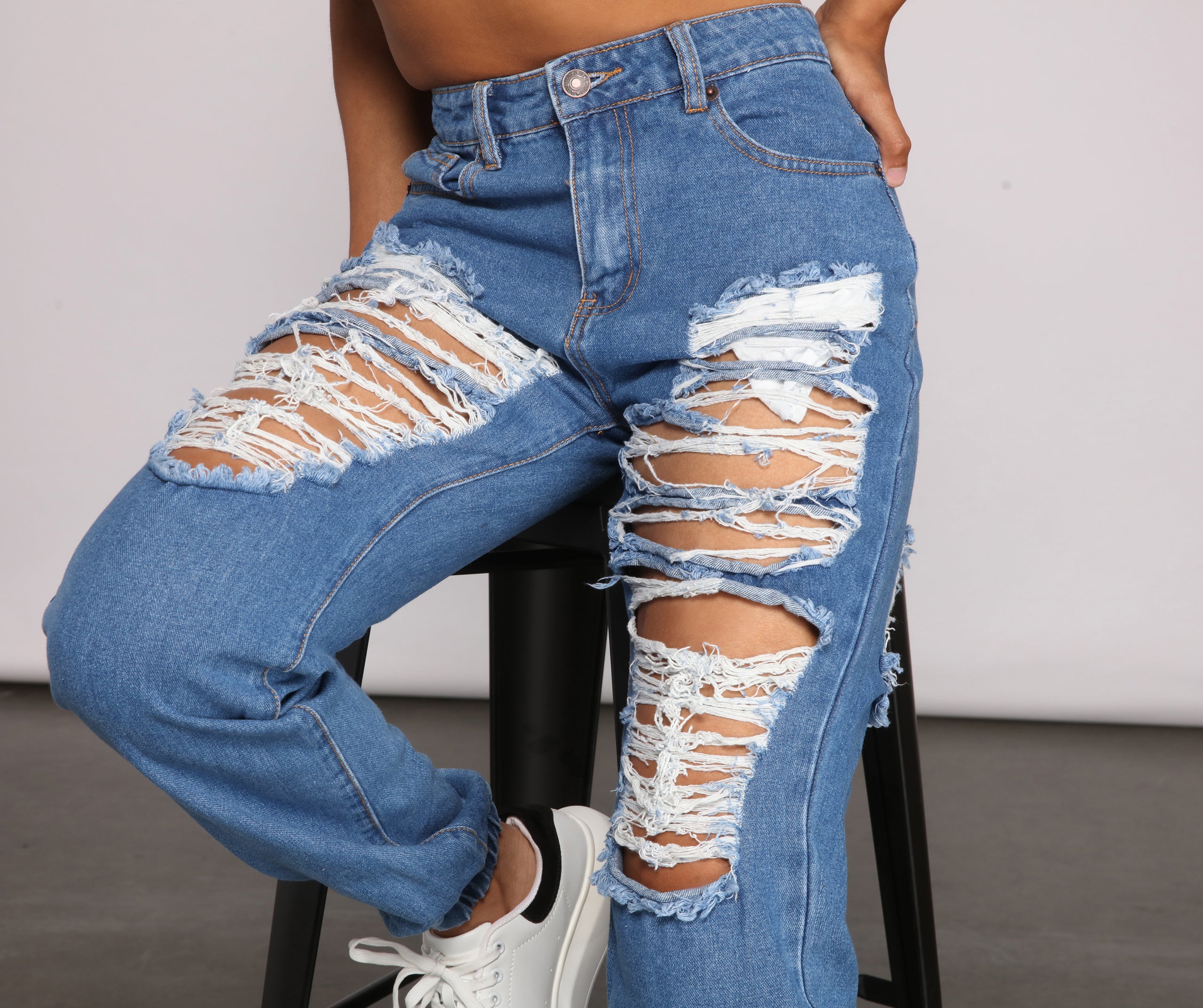 Effortlessly Chic High Rise Destructed Jogger