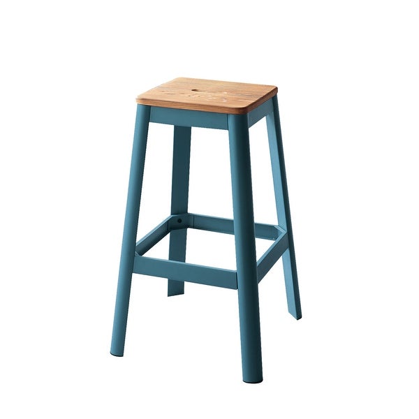 30 in. Natural Wood Bar Stool with Metal Tube