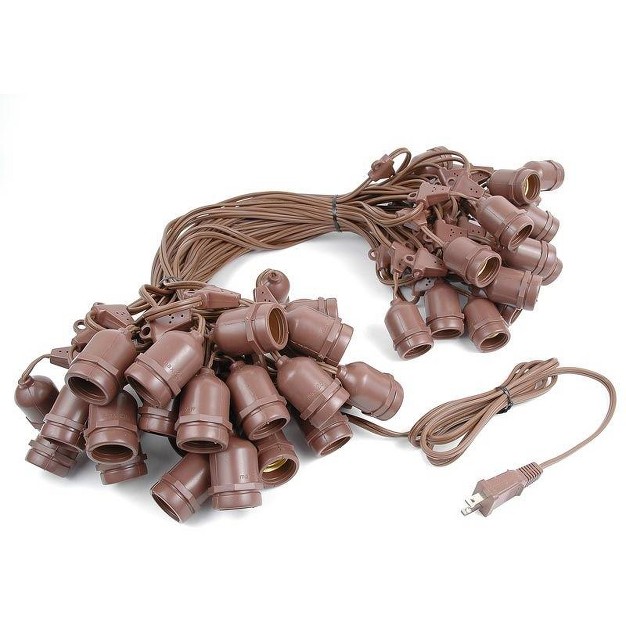 Novelty Lights Edison Outdoor String Lights With 50 Suspended Sockets Brown Wire 100 Feet