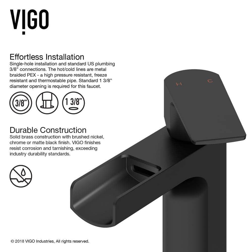 VIGO Ileana Single Handle SingleHole Bathroom Faucet in Matte Black