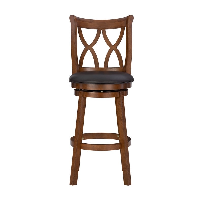 Carmen Big   Tall Rustic Oak Swivel Barstool with Faux Leather Seat