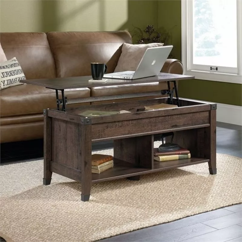 QuikFurn Dark Brown Lift-Top Multi Purpose Coffee Table