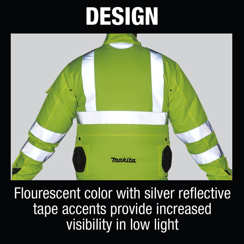 Makita 18V LXT Lithium-Ion Cordless High Visibility Fan Jacket Jacket Only (M) DFJ214ZM from Makita