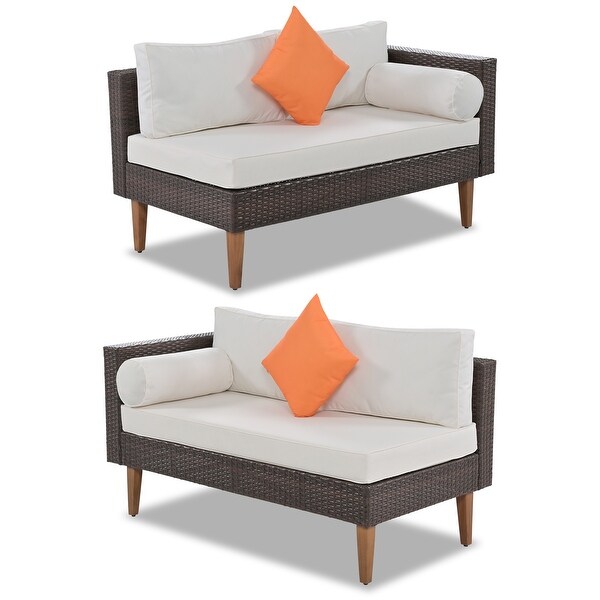 4 Pieces Outdoor Wicker L-shape Sofa Set Patio Furniture - Overstock - 37566442