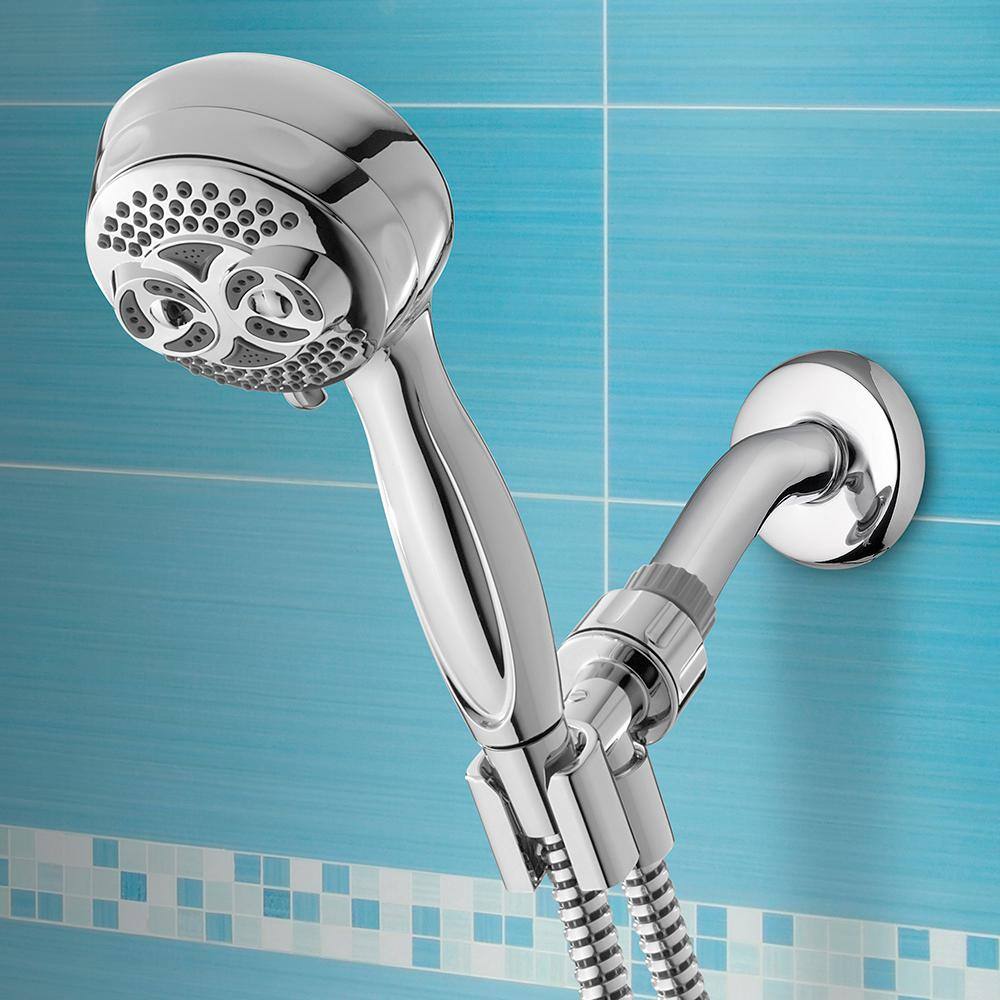 Waterpik 6-Spray 3.5 in. Single Wall Mount Handheld Shower Head in Chrome DSL-653E