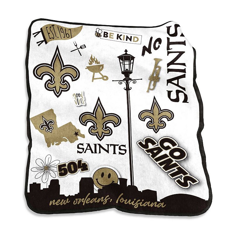 New Orleans Saints 50'' x 60'' Native Raschel Plush Throw Blanket