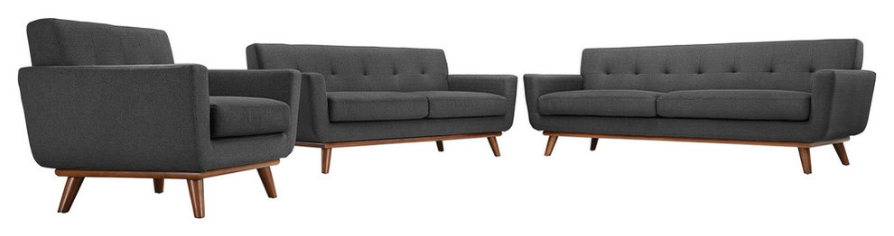 Modway Engage Sofa Loveseat and Armchair Set of 3   Midcentury   Living Room Furniture Sets   by ZFurniture  Houzz