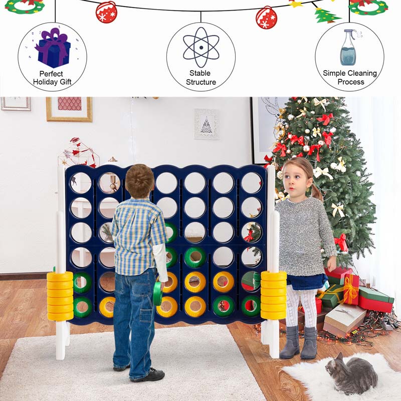 Giant 4-In-A-Row, Jumbo 4-to-Score Giant Game Set with 42 Jumbo Rings & Quick-Release Slider