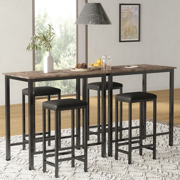 3-Piece Pub Bar Table Set Counter Height Breakfast Nook with 2 Stools