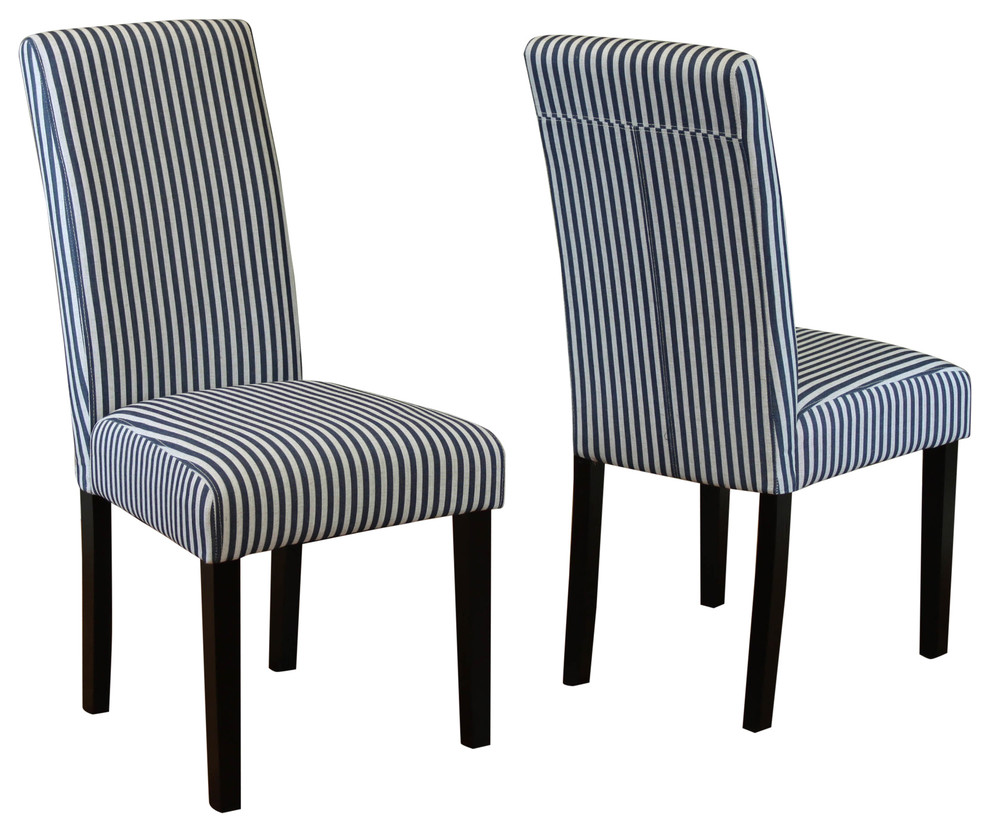 Villa Stripe Linen Dining Chairs  Set Of 2   Transitional   Dining Chairs   by Monsoon Pacific  Houzz